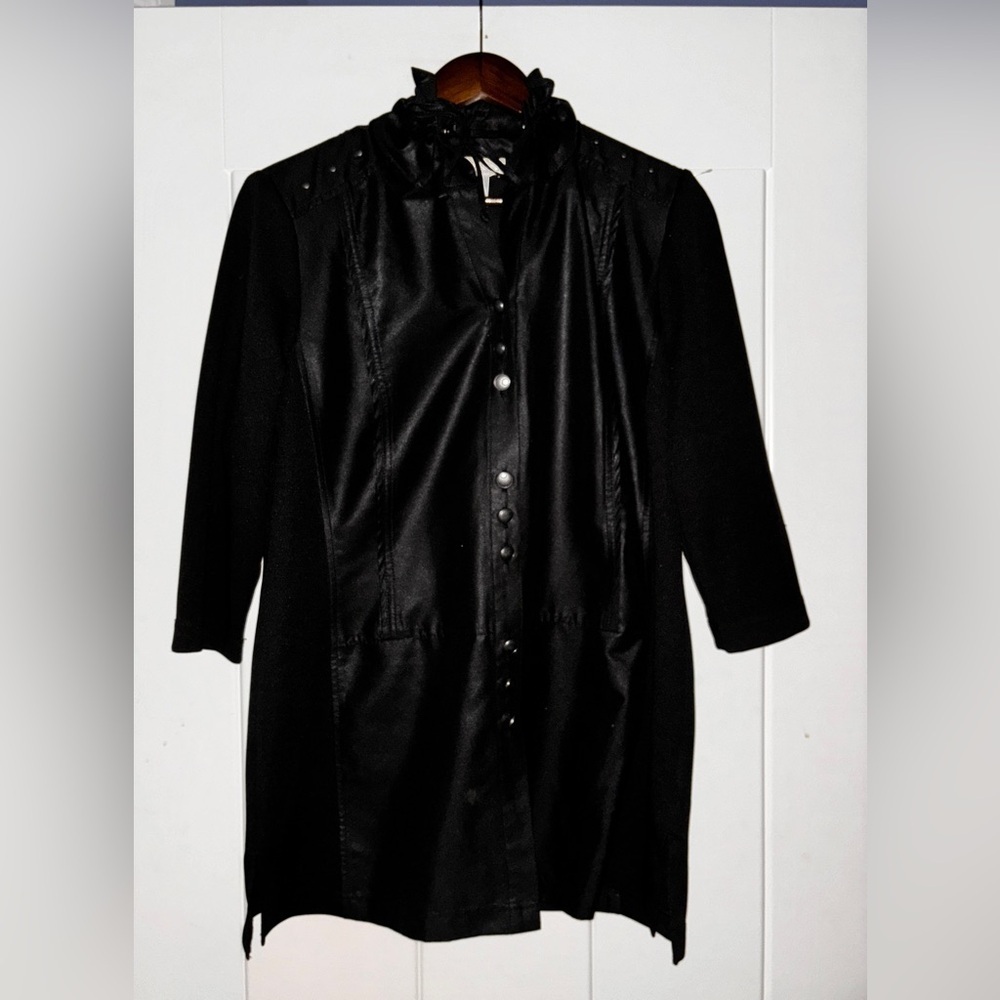 Alessa W Vintage Faux Leather Light‎ Jacket Edwardian Victorian Goth Women 10